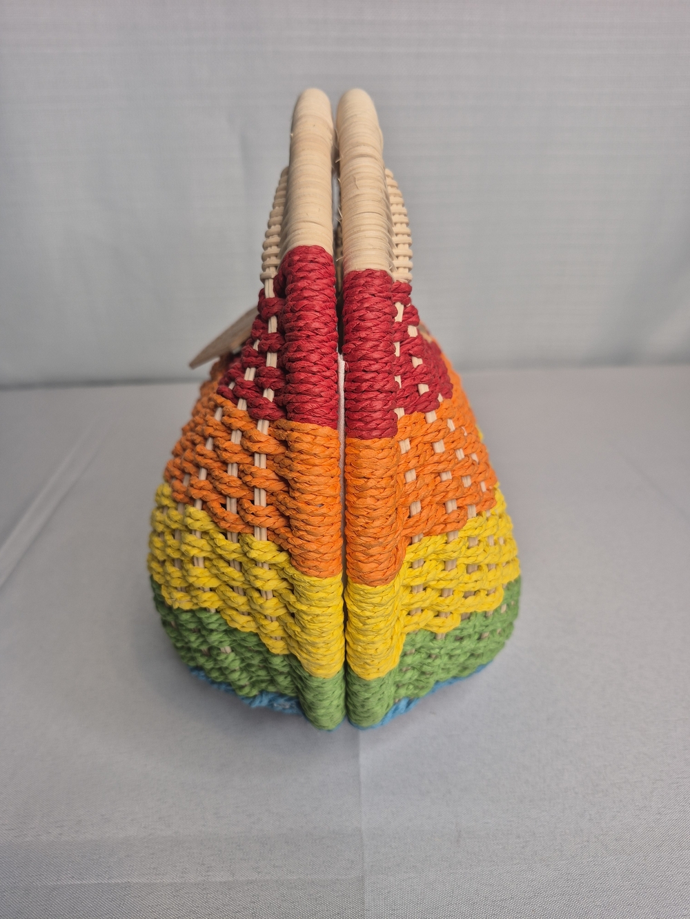 Rainbow Woven Round Tote Bag with Tan Accent NWT - Picture 8 of 13